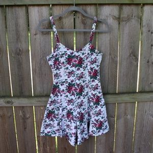 Vintage 80's Floral Print Romper Short Jumpsuit